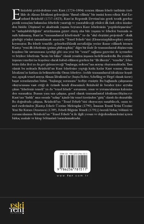 Karl Leonhard Reinhold Felsefenin Temeli ya da Temel Felsefe - Görsel 2